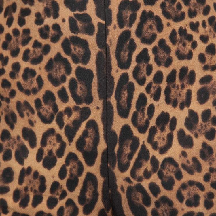 Pre Owned Valentino Brown Animal Print Wool & Silk High Waisted Shorts S