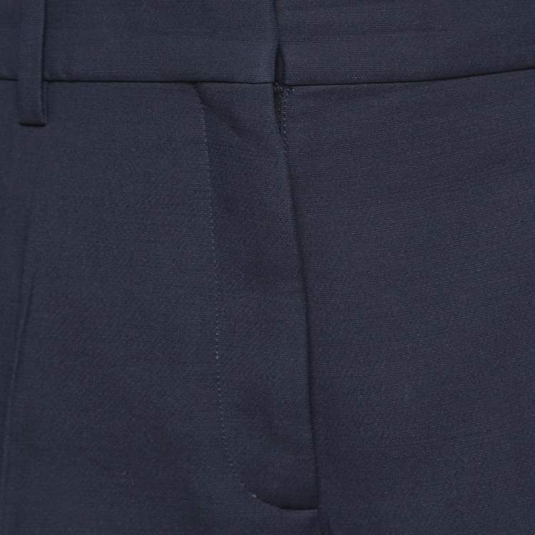 Pre Owned Valentino Navy Blue Crepe Straight-Leg Trousers M