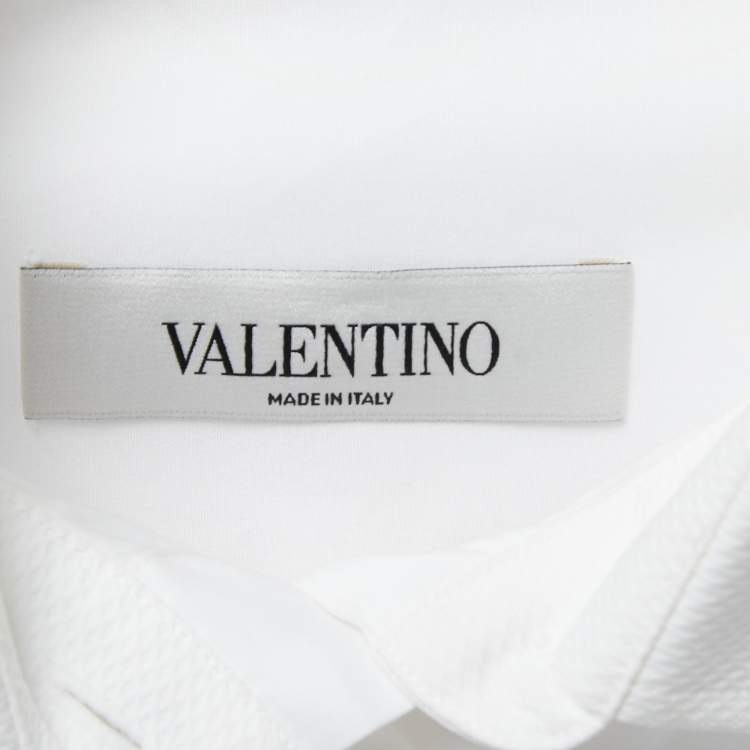 Pre Owned Valentino White Cotton Cut-Out Cuffs Shirt S