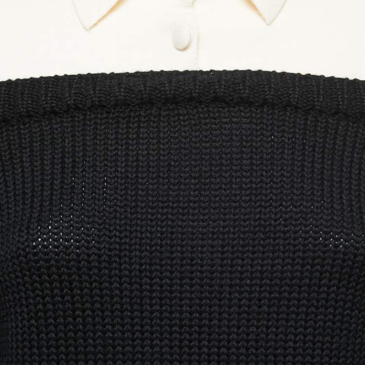 Pre Owned Valentino Black Wool Collared Jumper M