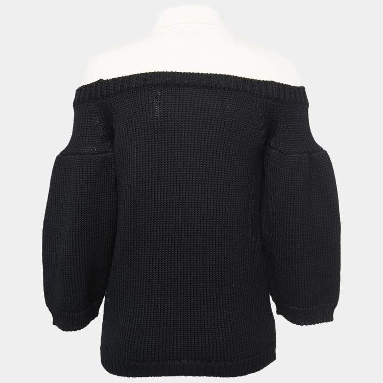 Pre Owned Valentino Black Wool Collared Jumper M