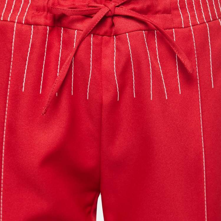 Pre Owned Valentino Red Technical Jersey Drawstring Trousers M
