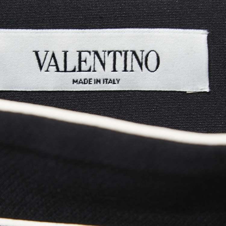 Pre Owned Valentino Black Wool & Silk Midi Skirt M