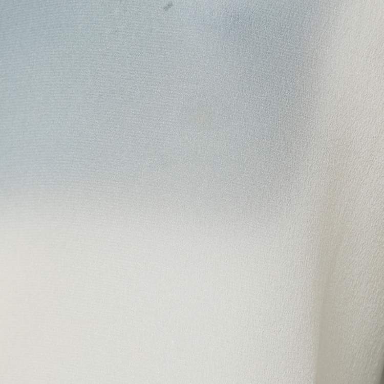 Pre Owned Valentino Blue Printed Silk Chiffon Button Front Shirt M