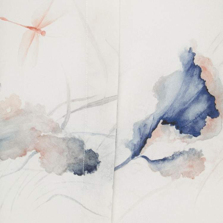 Pre Owned Valentino Blue Printed Silk Chiffon Button Front Shirt M