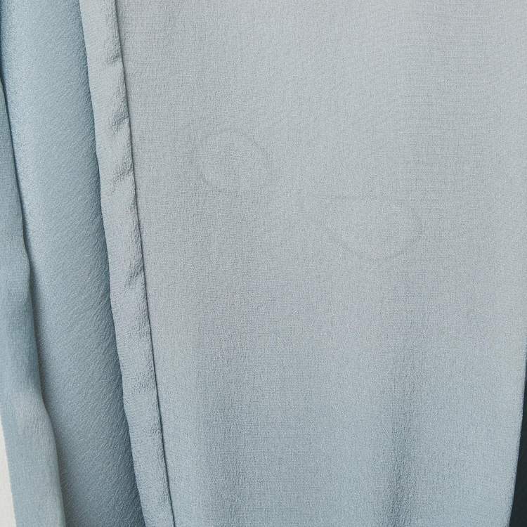 Pre Owned Valentino Blue Printed Silk Chiffon Button Front Shirt M