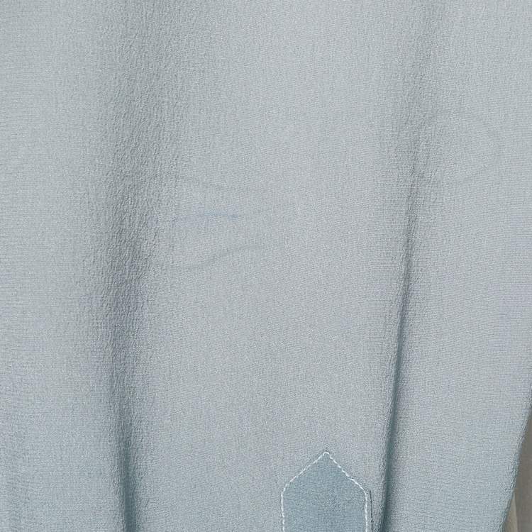 Pre Owned Valentino Blue Printed Silk Chiffon Button Front Shirt M