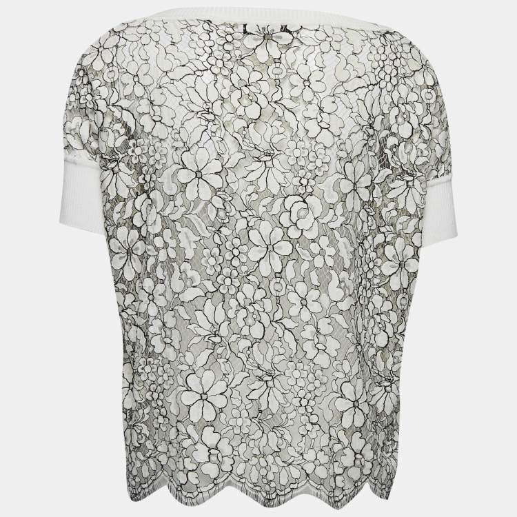 Pre Owned Valentino White Lace Top M