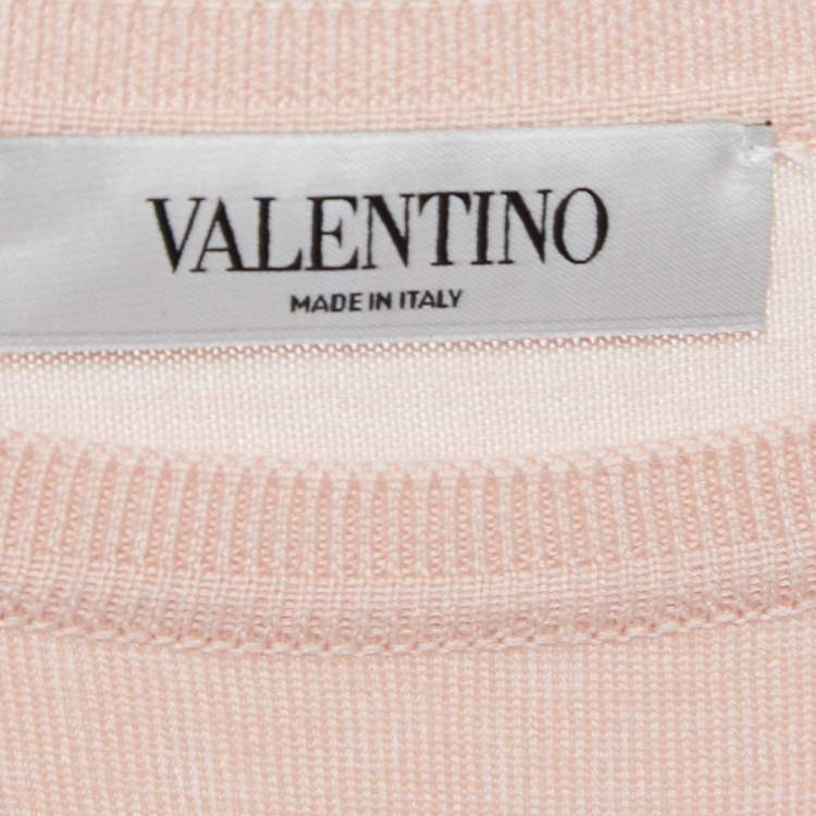 Pre Owned Valentino Pink Wool & Lace Inset Sweatshirt M