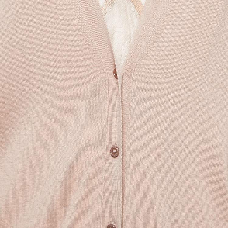 Pre Owned Valentino Dusty Pink Wool Button Front Cardigan XS