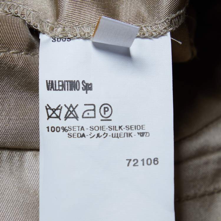 Pre Owned Valentino Beige Silk Mid Length Coat & Pants S