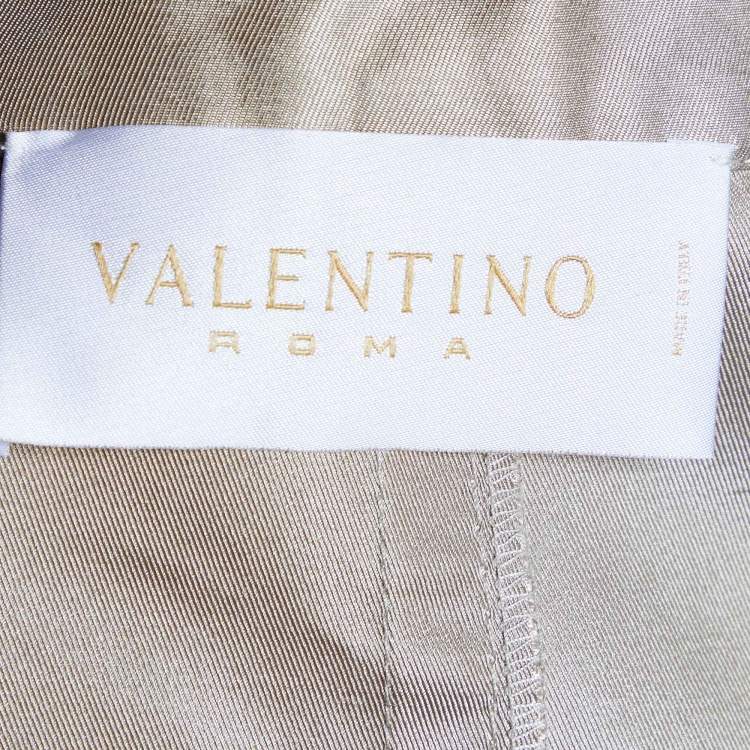 Pre Owned Valentino Beige Silk Mid Length Coat & Pants S