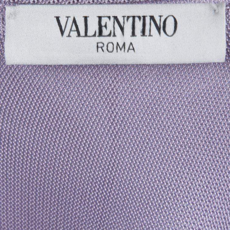 Pre Owned Valentino Lavender Knit Ruffle Detail Ruched One Shoulder Top S