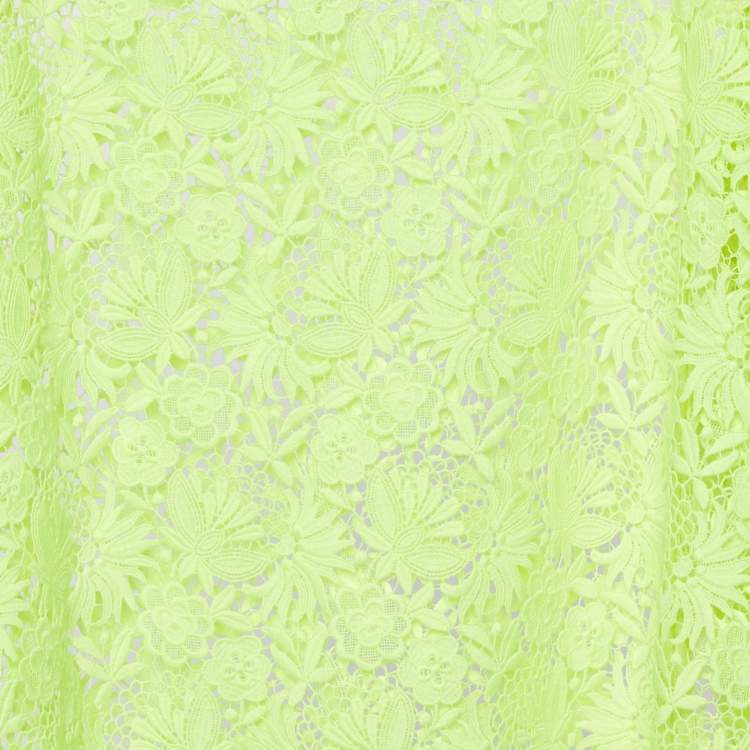 Pre Owned Valentino Neon Yellow Lace Top L