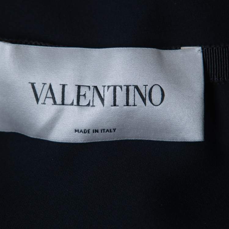 Pre Owned Valentino Navy Blue Chiffon Silk Sleeveless Midi Dress S