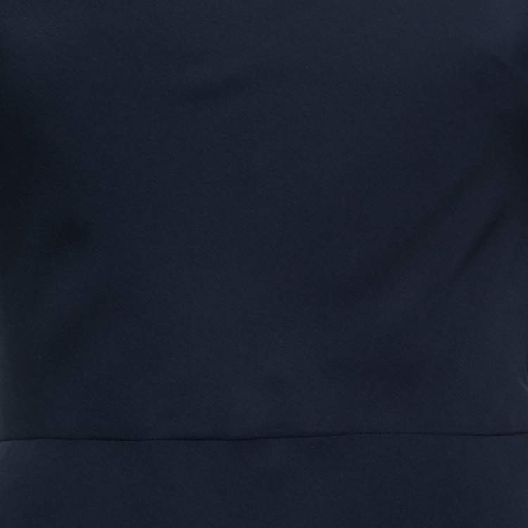Pre Owned Valentino Navy Blue Chiffon Silk Sleeveless Midi Dress S