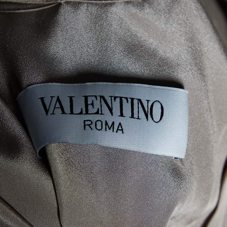 Pre Owned Valentino Light Brown Silk Chiffon Belted Maxi Dress M