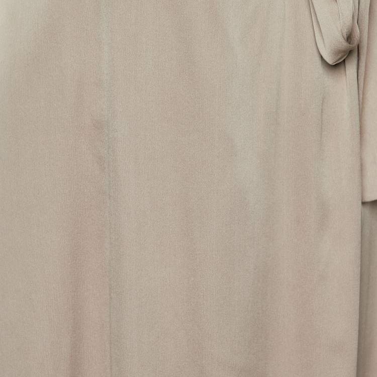 Pre Owned Valentino Light Brown Silk Chiffon Belted Maxi Dress M