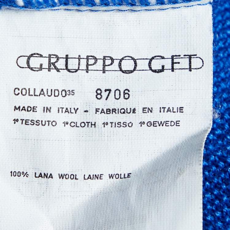 Pre Owned Valentino Miss V Blue Wool Pique Knit Crewneck Sweater M