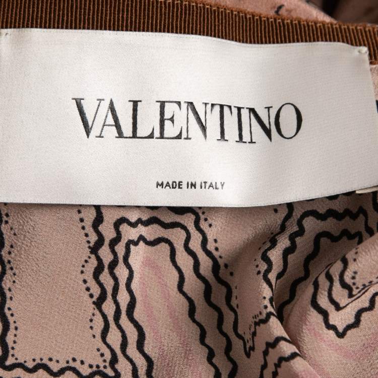 Pre Owned Valentino Brown Printed Silk Maxi Dress M
