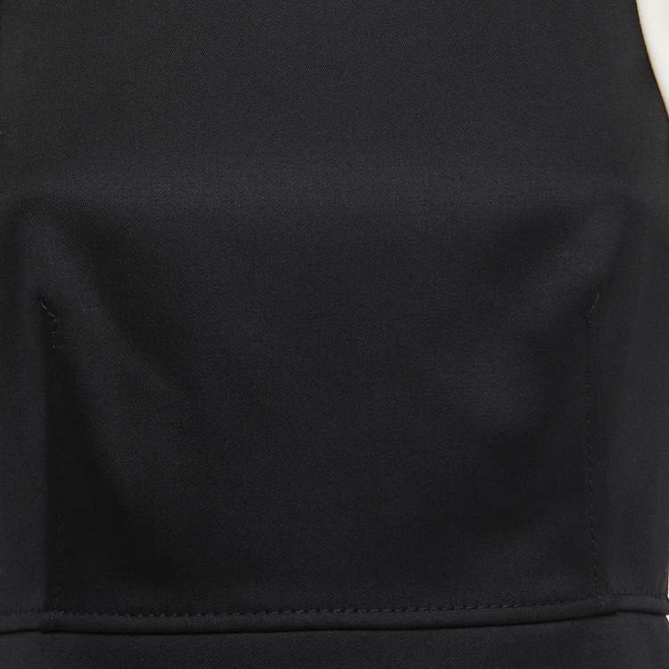 Pre Owned Valentino Techno Couture Black/White Wool Overlapped Short Sleeve Mini Dress S