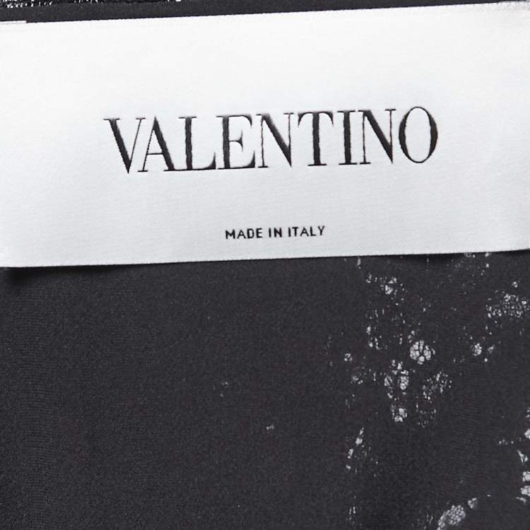 Pre Owned Valentino Black Lace Long Sleeve Midi Dress S