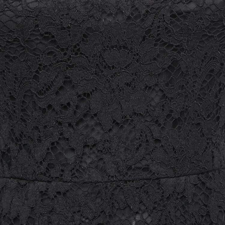 Pre Owned Valentino Black Lace Long Sleeve Midi Dress S