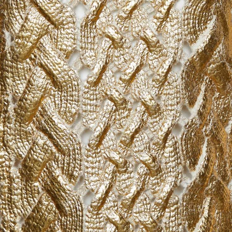 Pre Owned Valentino Metallic Gold Cable Knit Wool Jumper S
