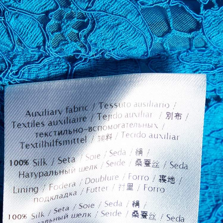 Pre Owned Valentino Blue Lace Bow Back Detail Gown S