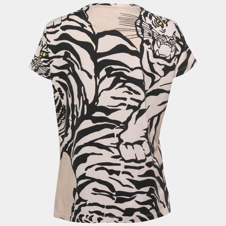 Valentino 1967 Beige Tiger Print Cotton Short Sleeve T-Shirt L