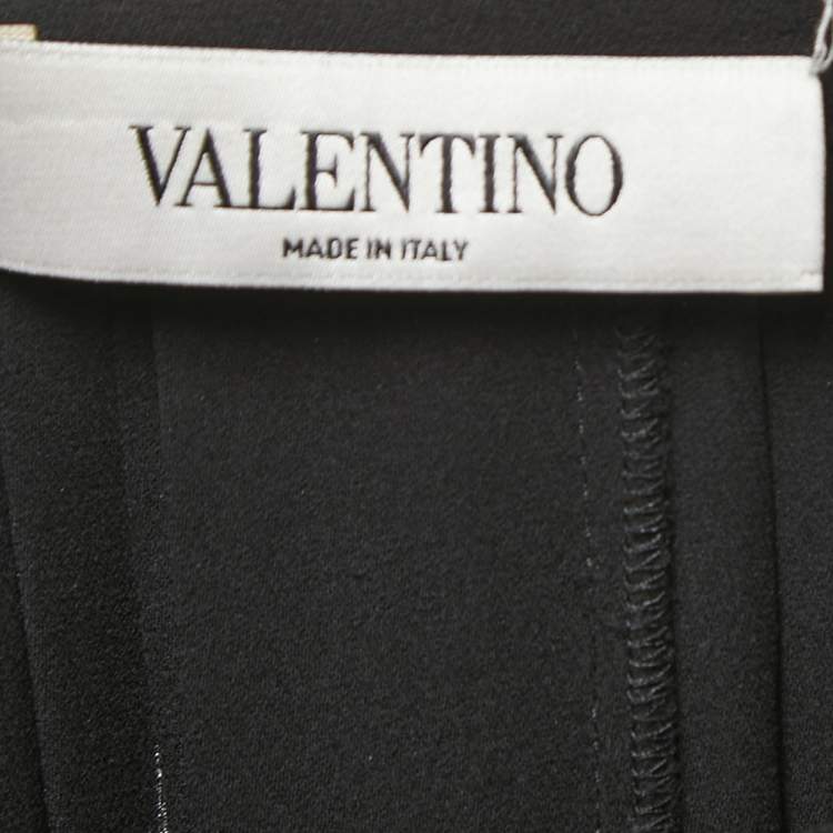 Pre Owned Valentino Black Crepe Pleated Midi Skirt M