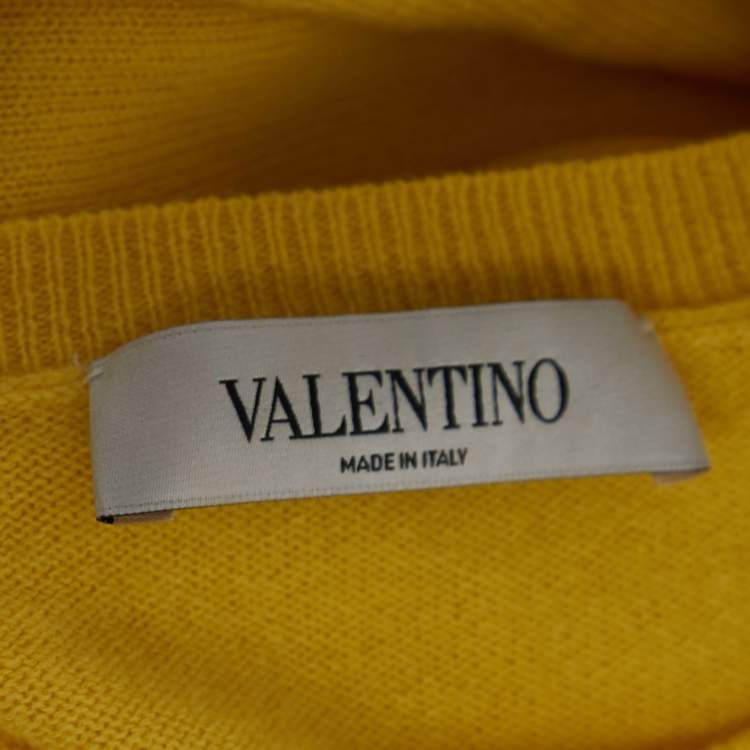 Pre Owned Valentino Yellow Cashmere Sweater Top M