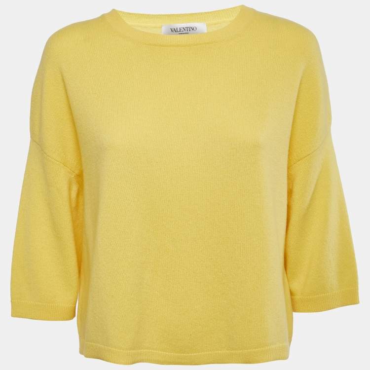 Pre Owned Valentino Yellow Cashmere Sweater Top M