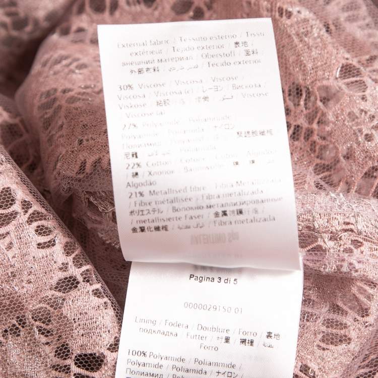 Pre Owned Valentino Light Pink Lace Half Sleeve Top M