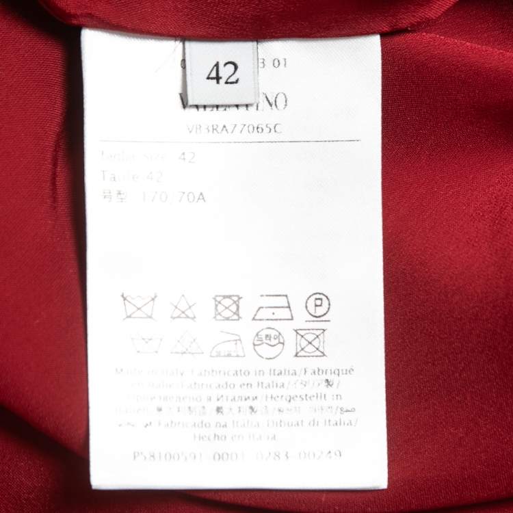 Pre Owned Valentino Red Crepe Midi Skirt M