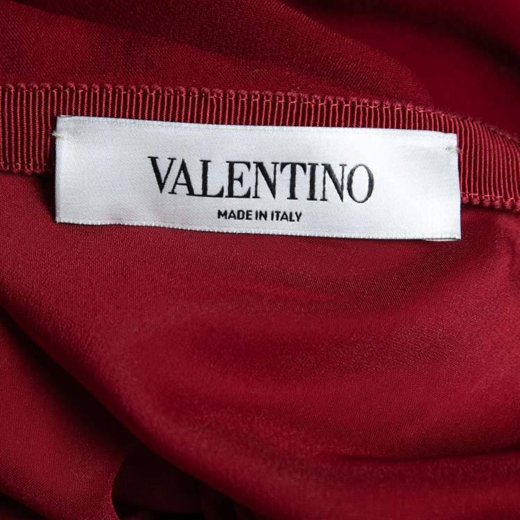 Pre Owned Valentino Red Crepe Midi Skirt M