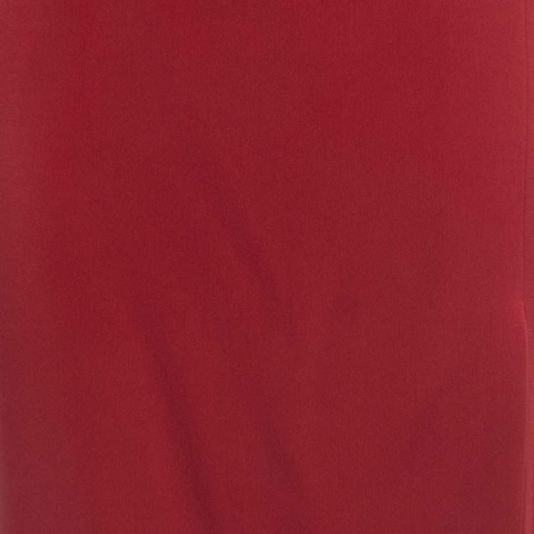 Pre Owned Valentino Red Crepe Midi Skirt M