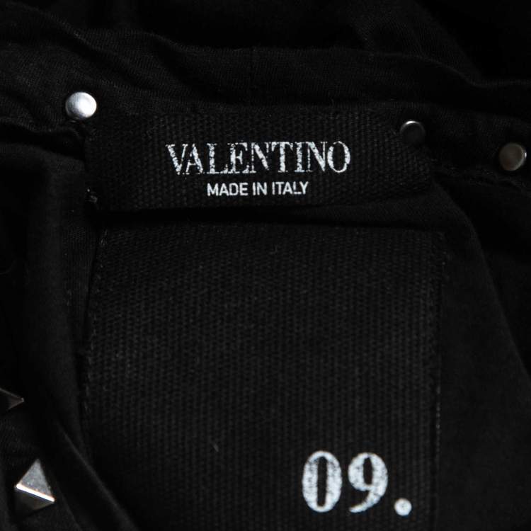 Pre Owned Valentino Black Cotton Stud Embellished T-Shirt S