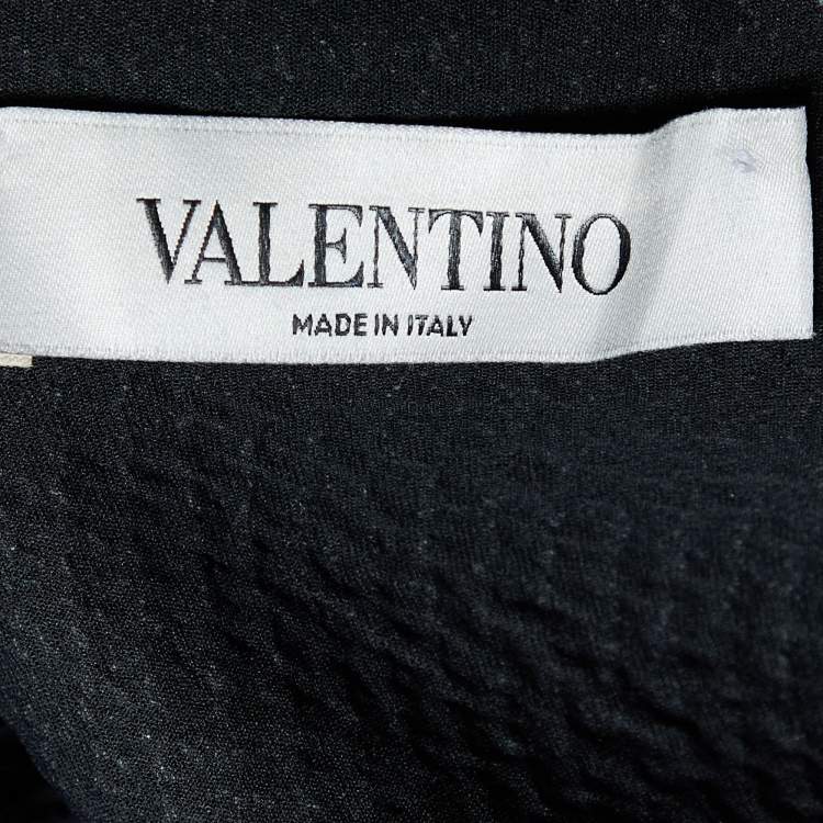 Pre Owned Valentino Black Synthetic Fringed Overcoat S