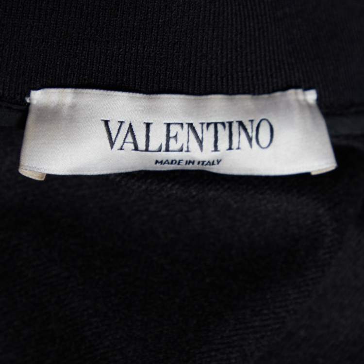 Pre Owned Valentino Black Jersey Plisse Midi Dress L