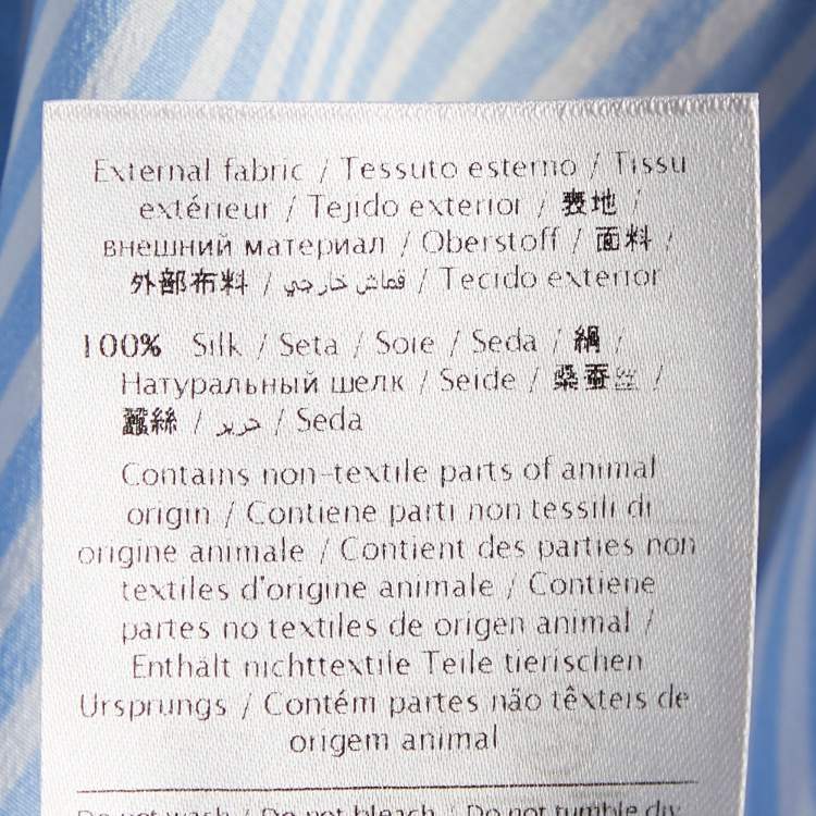 Pre Owned Valentino Blue & White Striped Silk Button Front Shirt L