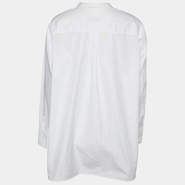 Pre Owned Valentino White Cotton Side Slit Detail Oversized Shirt M