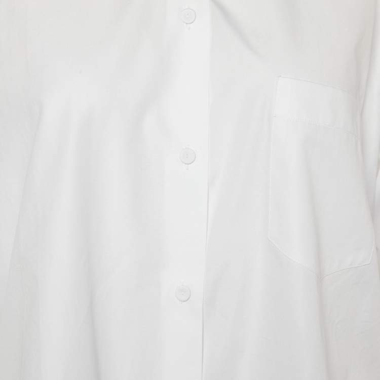 Pre Owned Valentino White Cotton Side Slit Detail Oversized Shirt M