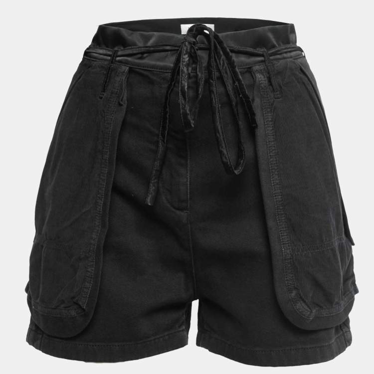 Pre Owned Valentino Black Denim Inside Out Shorts L