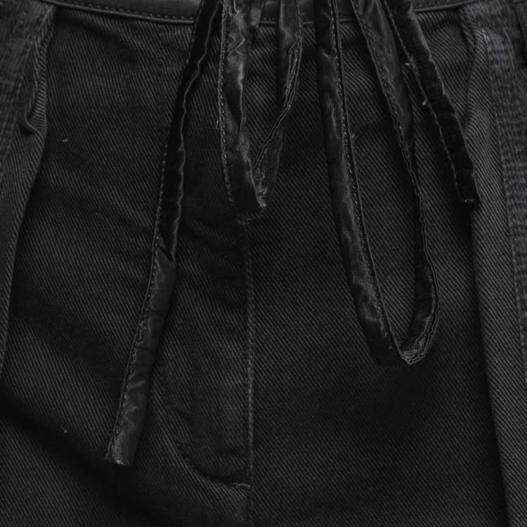 Pre Owned Valentino Black Denim Inside Out Shorts L