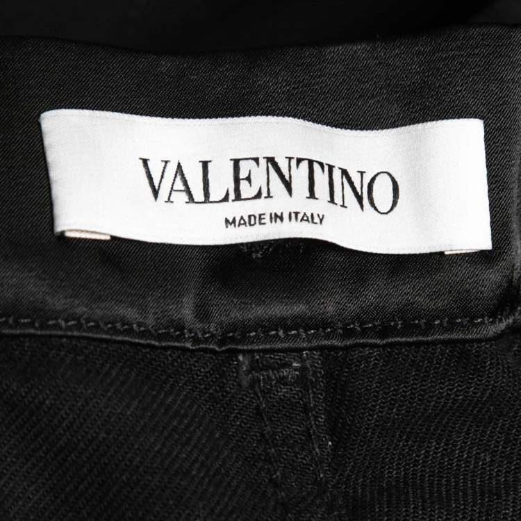 Pre Owned Valentino Black Denim Inside Out Shorts L