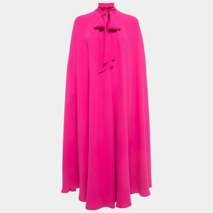 Pre Owned Valentino Pink Silk Knot Detail Long Cape M