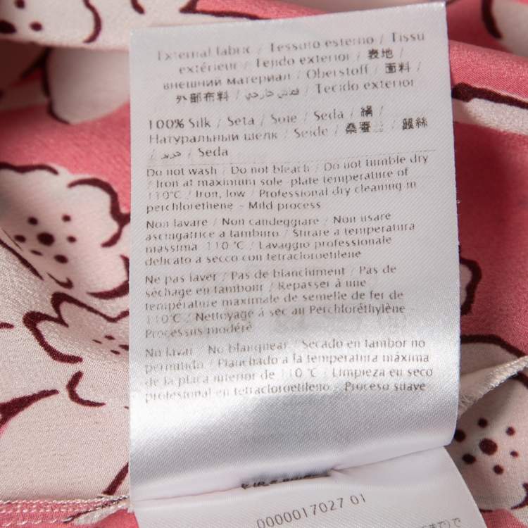 Pre Owned Valentino Pink Floral Printed Silk Blouse XL