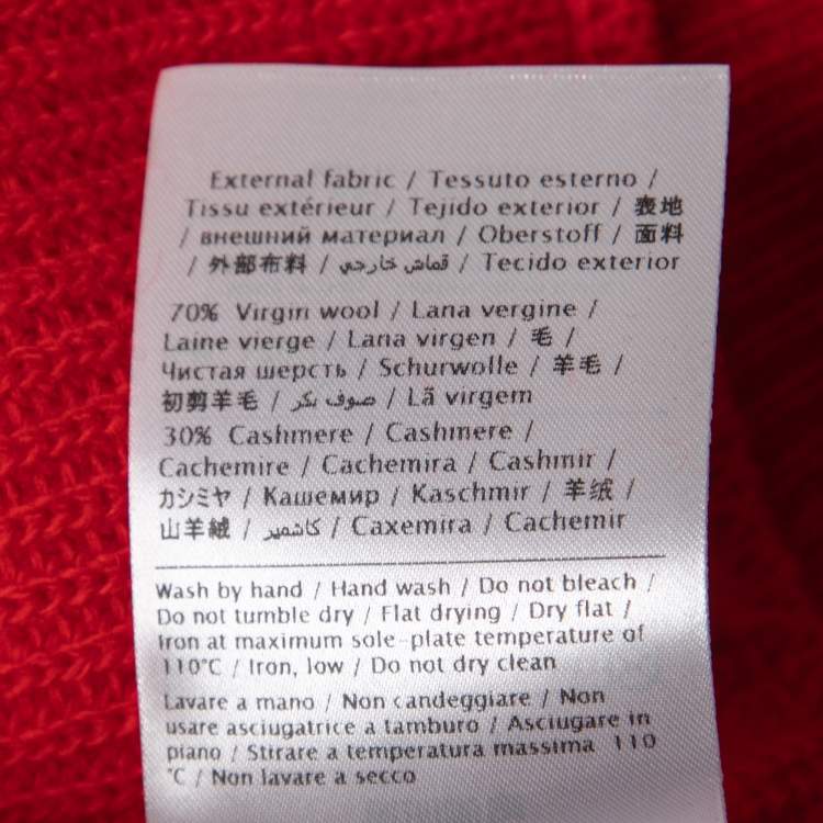 Pre Owned Valentino Red Wool & Cashmere Balloon Sleeve Sweater M