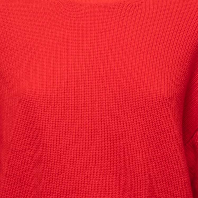 Pre Owned Valentino Red Wool & Cashmere Balloon Sleeve Sweater M